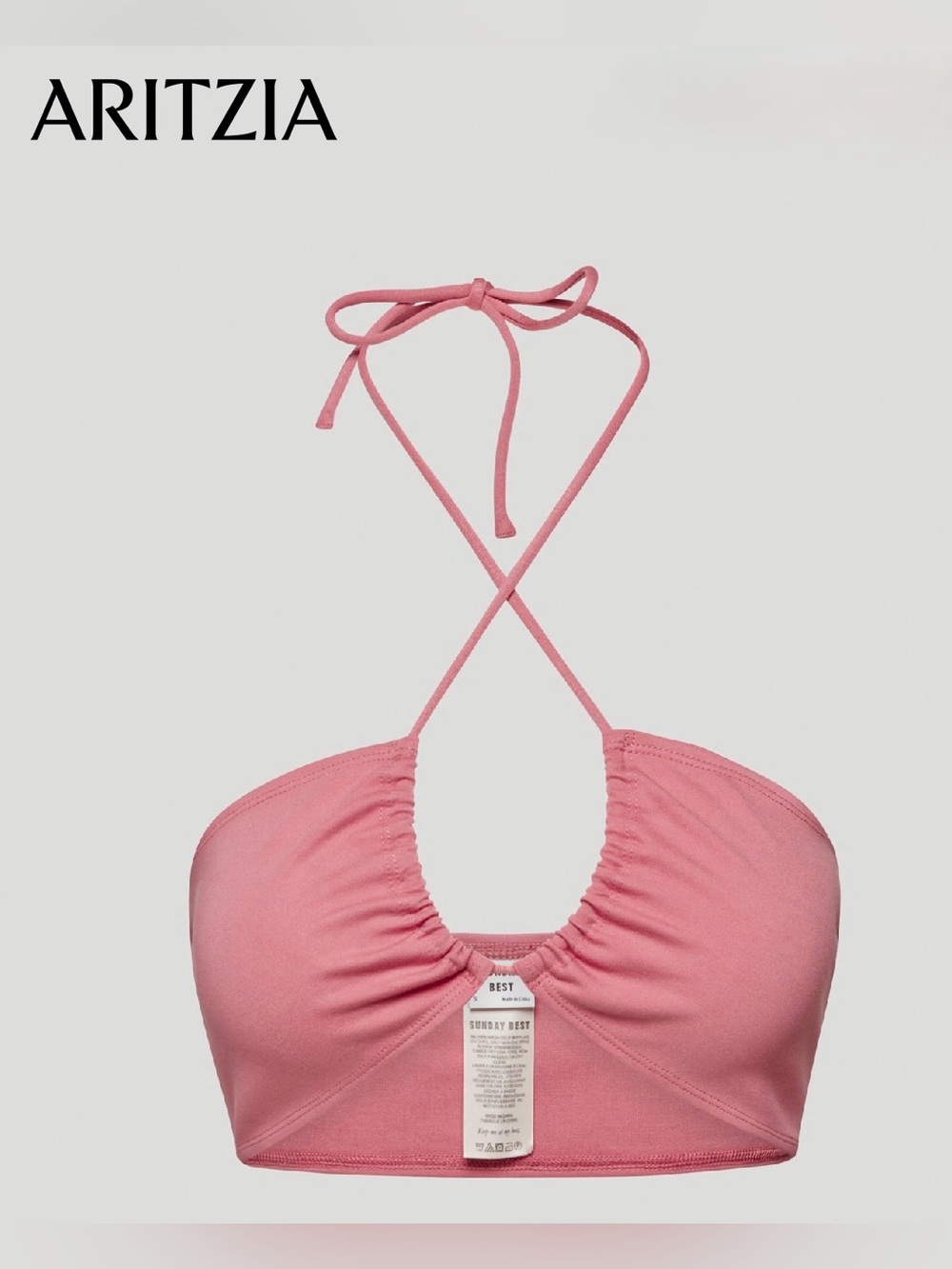 Aritzia Sunday Best Cora Halter Top Rose Pink  Bralette